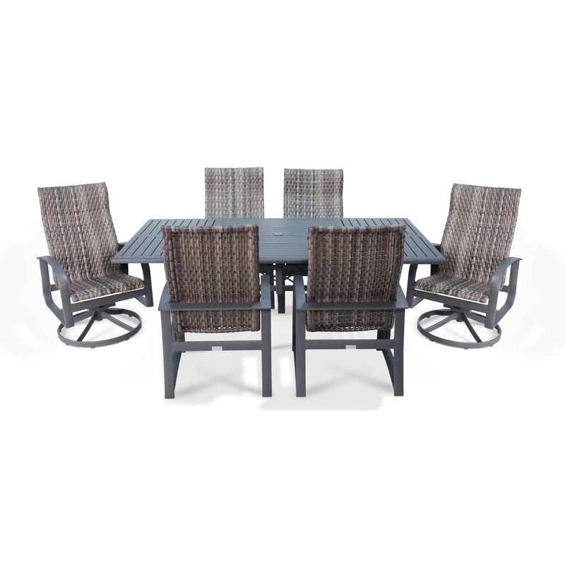 Wakefield 7 Piece Woven Dining Group With 2 Swivel Rockers - The Great Escape