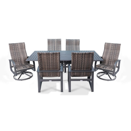 Wakefield 7 Piece Woven Dining Group With 2 Swivel Rockers - The Great Escape