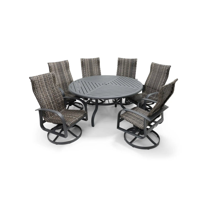 Wakefield 7 Piece Woven Round Dining Group - The Great Escape