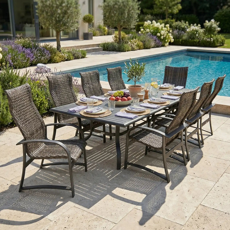 Wakefield 9 Piece Woven 44"x112" Rectangle Dining Group - The Great Escape