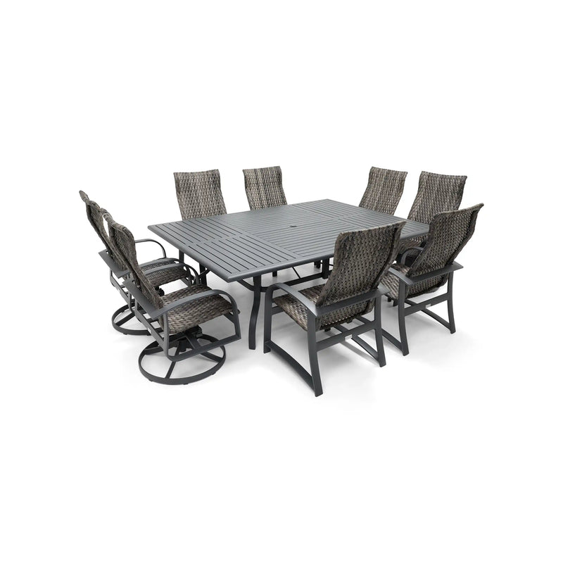 Wakefield 9 Piece Woven Rectangle Dining Group - The Great Escape