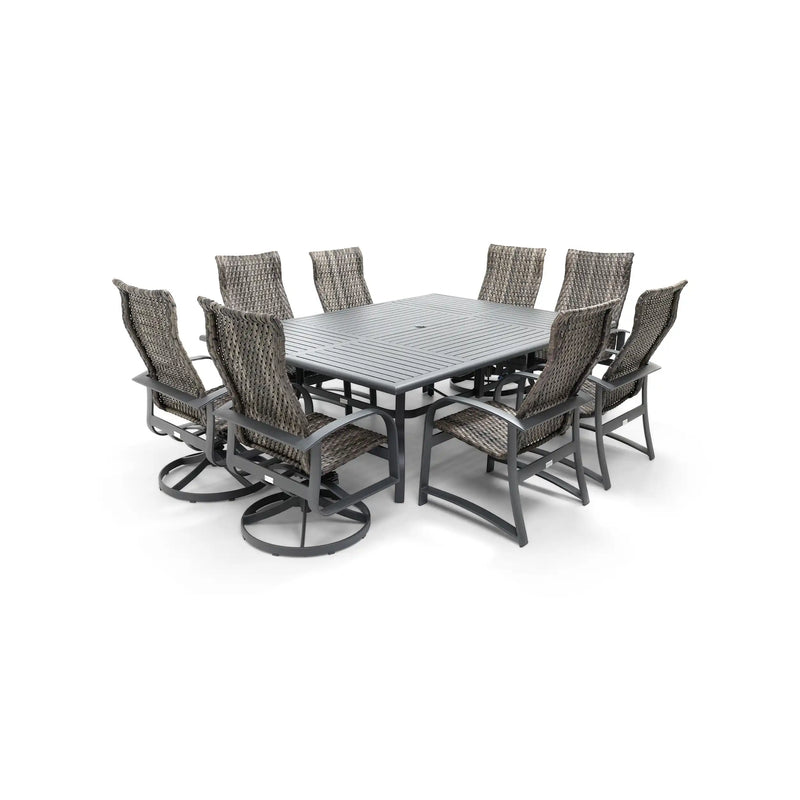 Wakefield 9 Piece Woven Rectangle Dining Group - The Great Escape
