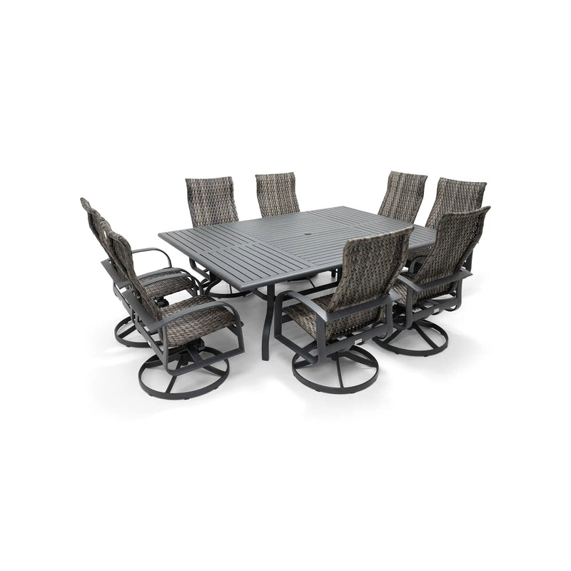 Wakefield 9 Piece Woven Rectangle Dining Group - The Great Escape