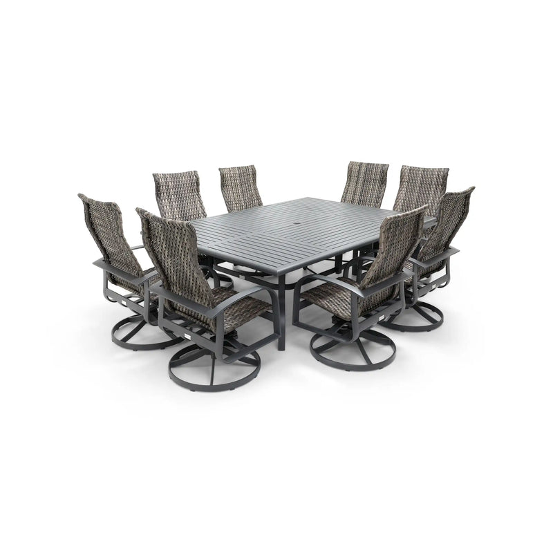 Wakefield 9 Piece Woven Rectangle Dining Group - The Great Escape