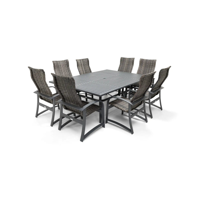 Wakefield 9 Piece Woven Rectangle Dining Group - The Great Escape