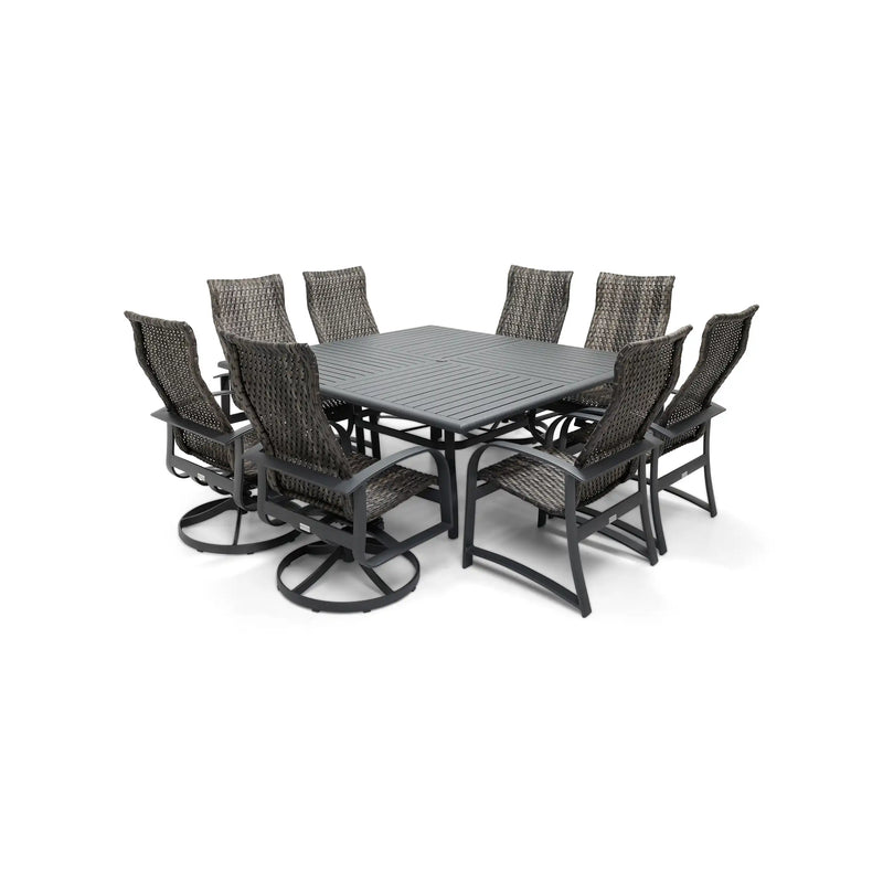 Wakefield 9 Piece Woven Square Dining Group - The Great Escape