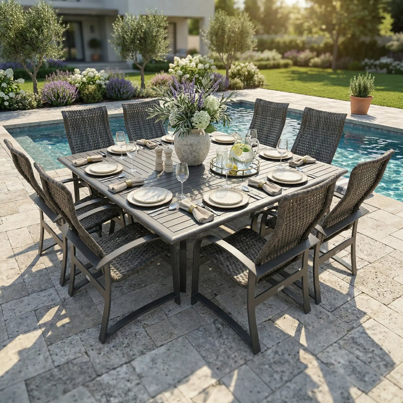 Wakefield 9 Piece Woven Square Dining Group - The Great Escape
