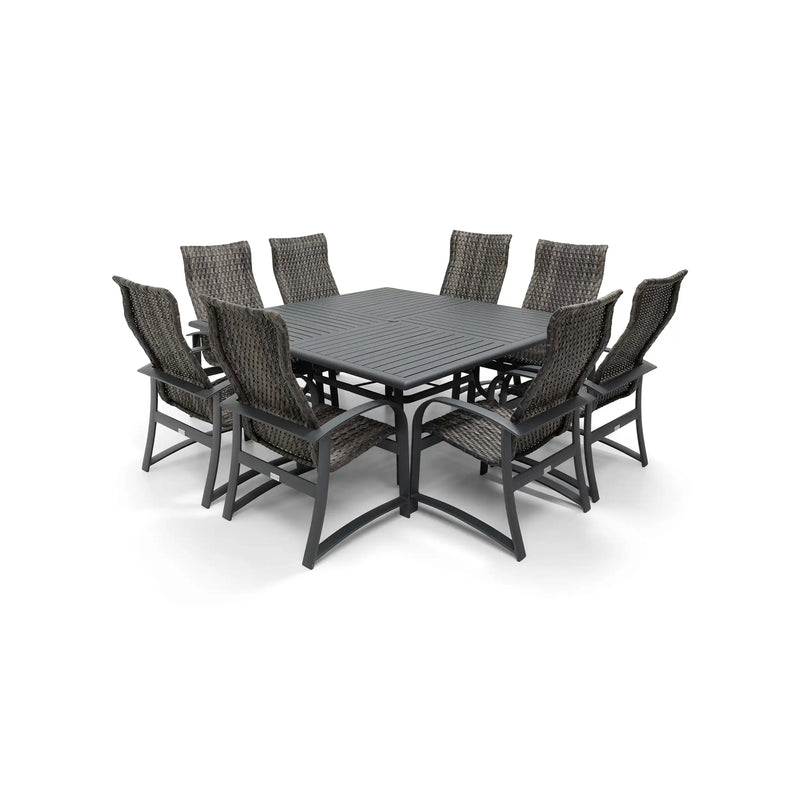 Wakefield 9 Piece Woven Square Dining Group - The Great Escape