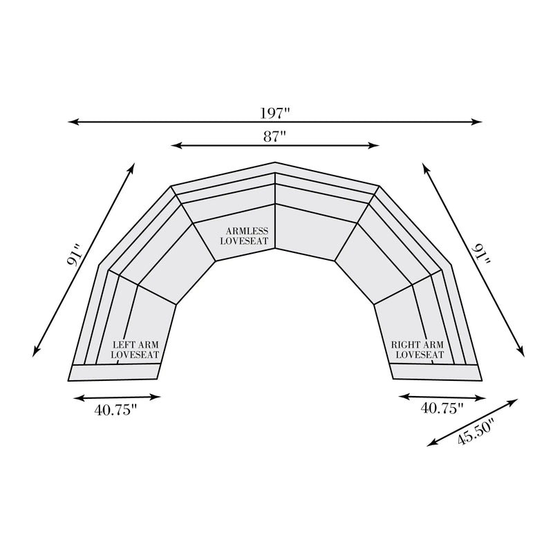 Del Sol 3 Piece Curved Sectional Group - The Great Escape