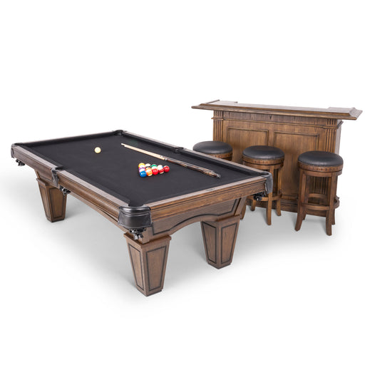 Brunswick Contender Austin 8 Ft Table with Bar and 3 Backless Barstools Bundle The Great Escape