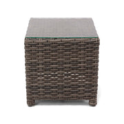 Woodridge 20" Square Woven End Table W/ Glass - The Great Escape