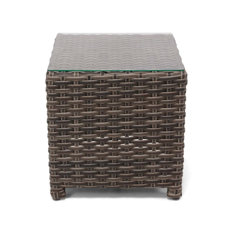 Woodridge 20" Square Woven End Table W/ Glass - The Great Escape