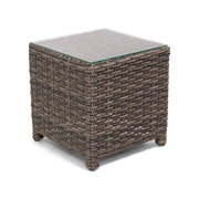 Woodridge 20" Square Woven End Table W/ Glass - The Great Escape