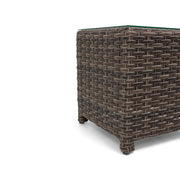 Woodridge 20" Square Woven End Table W/ Glass - The Great Escape