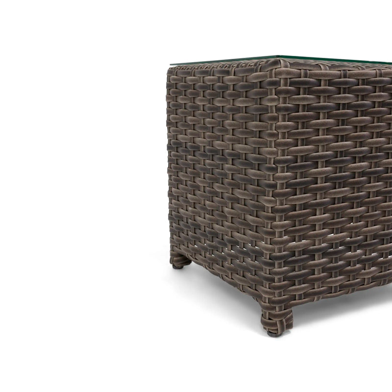 Woodridge 20" Square Woven End Table W/ Glass - The Great Escape