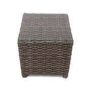 Woodridge 20" Square Woven End Table W/ Glass - The Great Escape