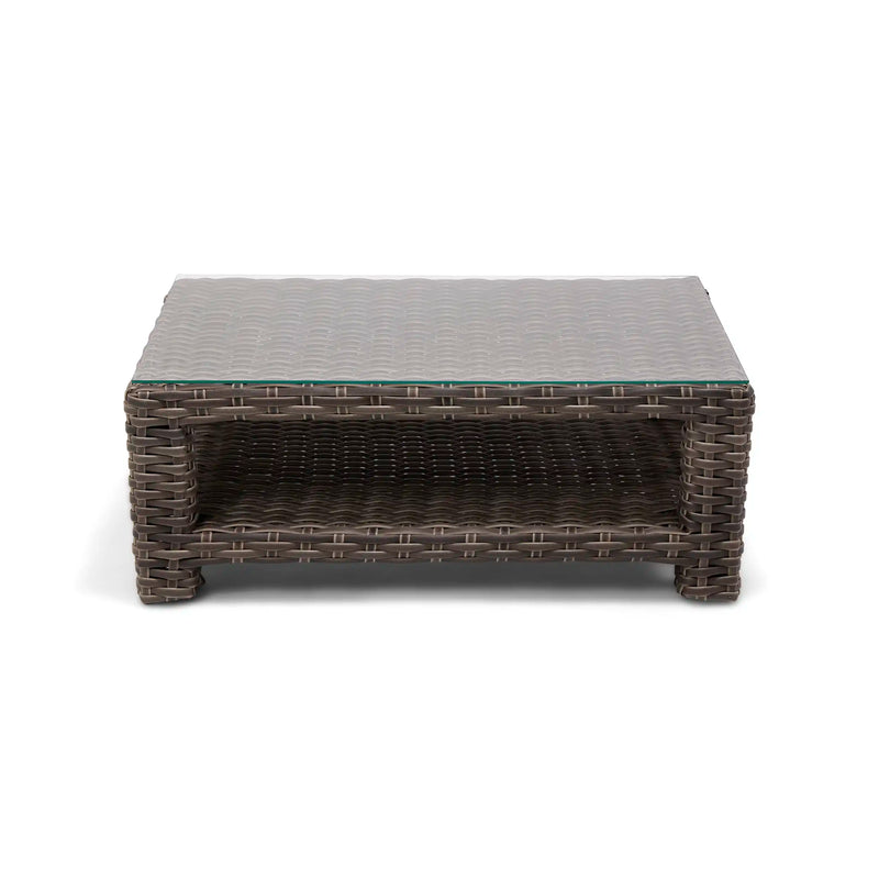 Woodridge 28"x44" Woven Coffee Table W/ Glass - The Great Escape