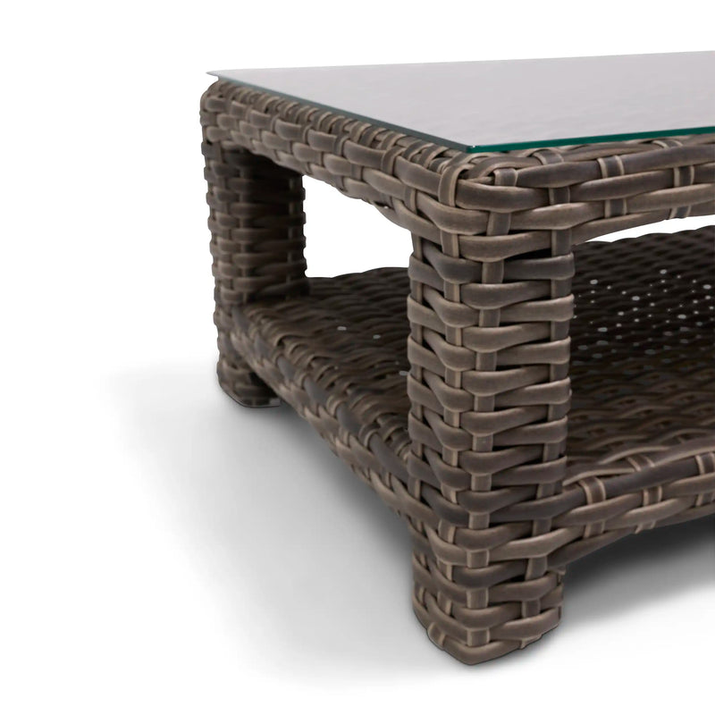 Woodridge 28"x44" Woven Coffee Table W/ Glass - The Great Escape