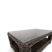 Woodridge 28"x44" Woven Coffee Table W/ Glass - The Great Escape