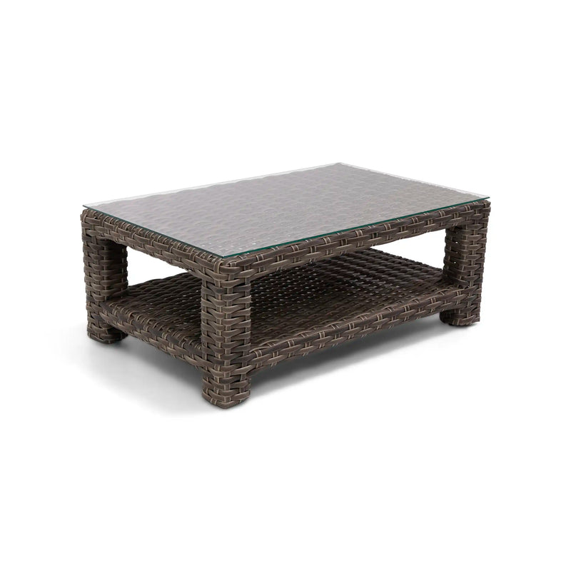 Woodridge 28"x44" Woven Coffee Table W/ Glass - The Great Escape