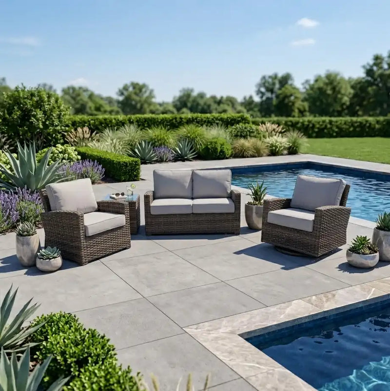 Woodridge 3 Piece Loveseat Group Canvas Steel - The Great Escape
