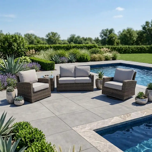 Woodridge 3 Piece Loveseat Group Canvas Steel - The Great Escape
