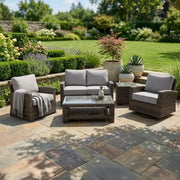 Woodridge 5 Piece Loveseat Chat Group Canvas Steel - The Great Escape