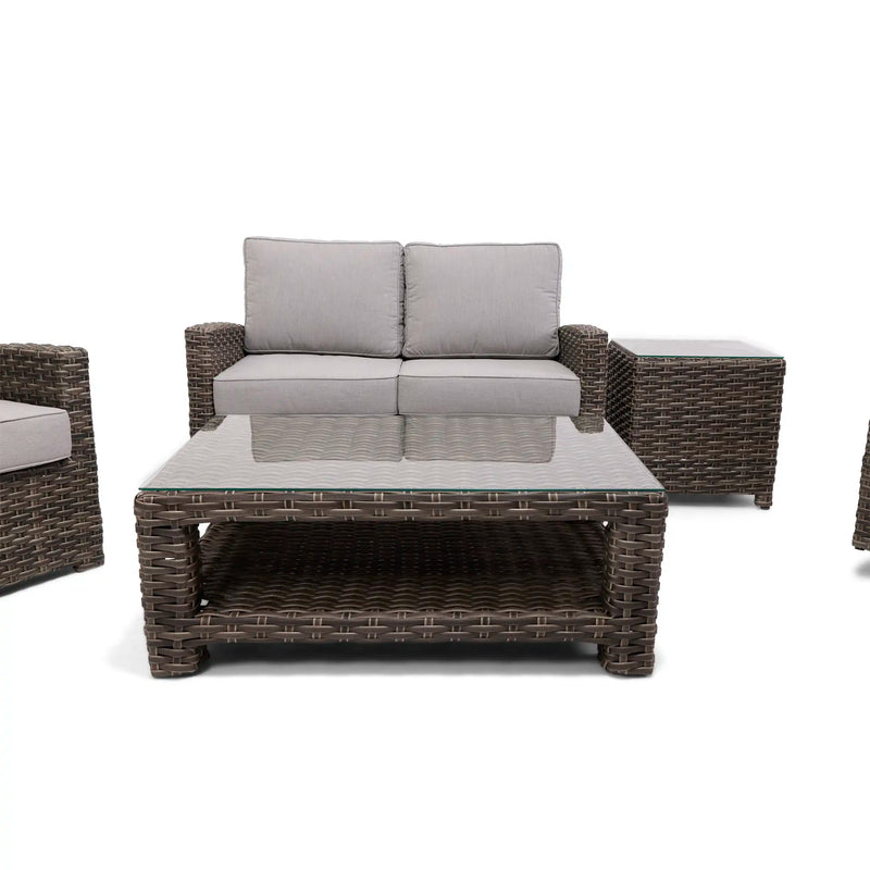Woodridge 5 Piece Loveseat Chat Group Canvas Steel - The Great Escape