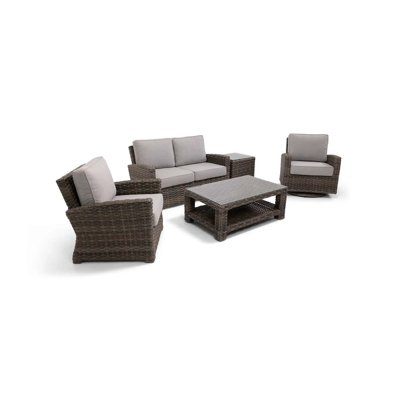 Woodridge 5 Piece Loveseat Chat Group Canvas Steel - The Great Escape