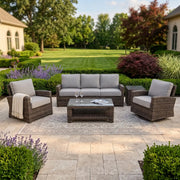 Woodridge 5 Piece Sofa Chat Group Canvas Steel - The Great Escape