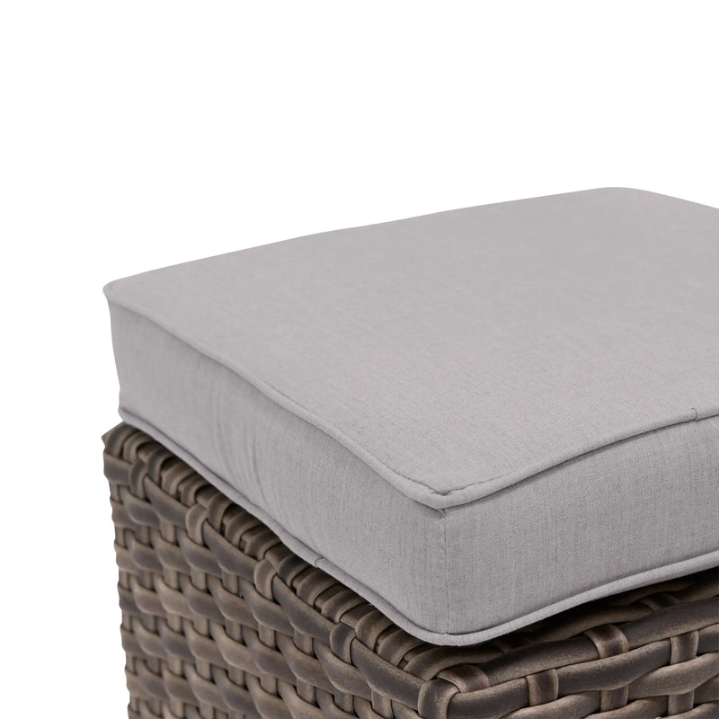 Woodridge Cushioned Woven Cube Ottoman Canvas Steel - The Great Escape