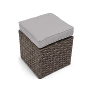 Woodridge Cushioned Woven Cube Ottoman Canvas Steel - The Great Escape