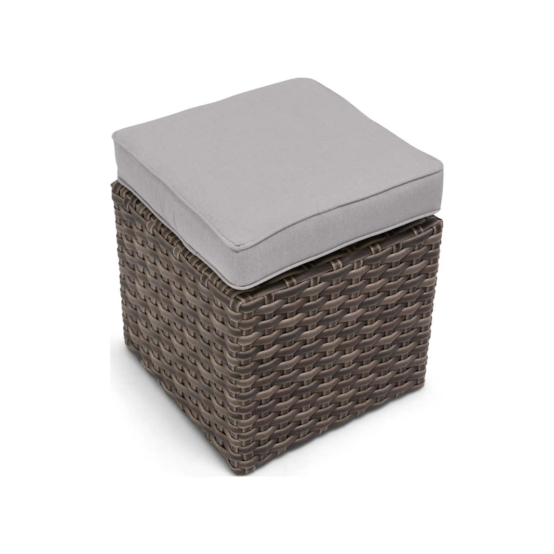 Woodridge Cushioned Woven Cube Ottoman Canvas Steel - The Great Escape