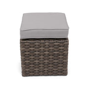 Woodridge Cushioned Woven Cube Ottoman Canvas Steel - The Great Escape
