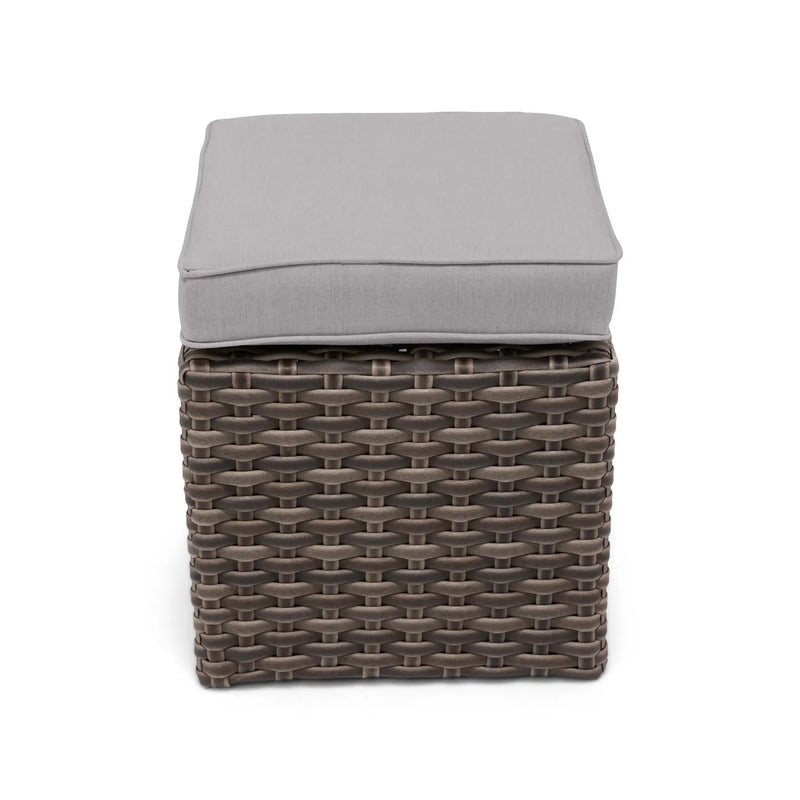 Woodridge Cushioned Woven Cube Ottoman Canvas Steel - The Great Escape