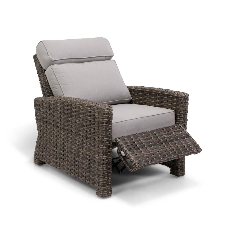 Woodridge Cushioned Woven High Back Recliner Canvas Steel - The Great Escape