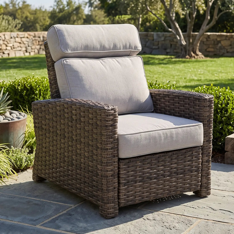 Woodridge Cushioned Recliner - Canvas Steel - The Great Escape