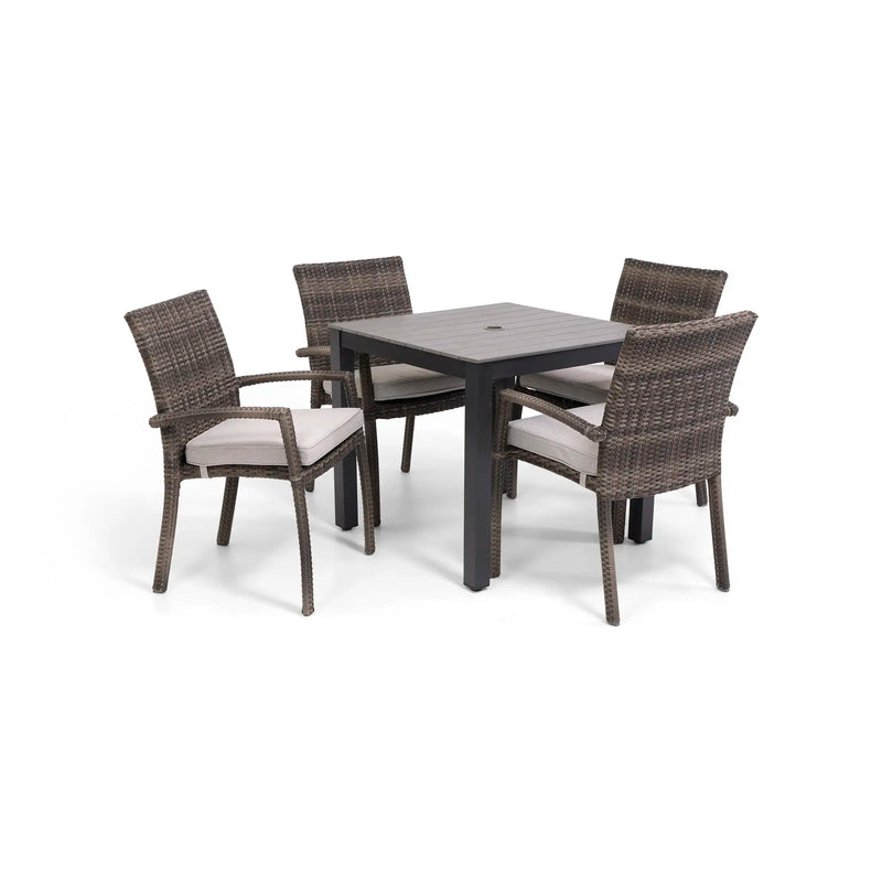 Woodridge 5 Piece Woven Dining Group Canvas Steel - The Great Escape