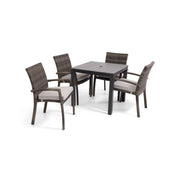 Woodridge 5 Piece Woven Dining Group Canvas Steel - The Great Escape
