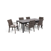Woodridge 7 Piece Woven Dining Group Canvas Steel - The Great Escape