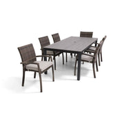 Woodridge 7 Piece Woven Dining Group Canvas Steel - The Great Escape