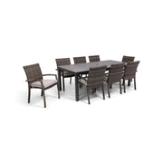 Woodridge 9 Piece Woven Dining Group Canvas Steel - The Great Escape