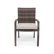 Woodridge Woven Stacking Arm Dining Chair With Canvas Steel Seat Pad - The Great Escape