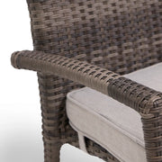 Woodridge Woven Stacking Arm Dining Chair With Canvas Steel Seat Pad - The Great Escape