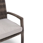 Woodridge Woven Stacking Arm Dining Chair With Canvas Steel Seat Pad - The Great Escape