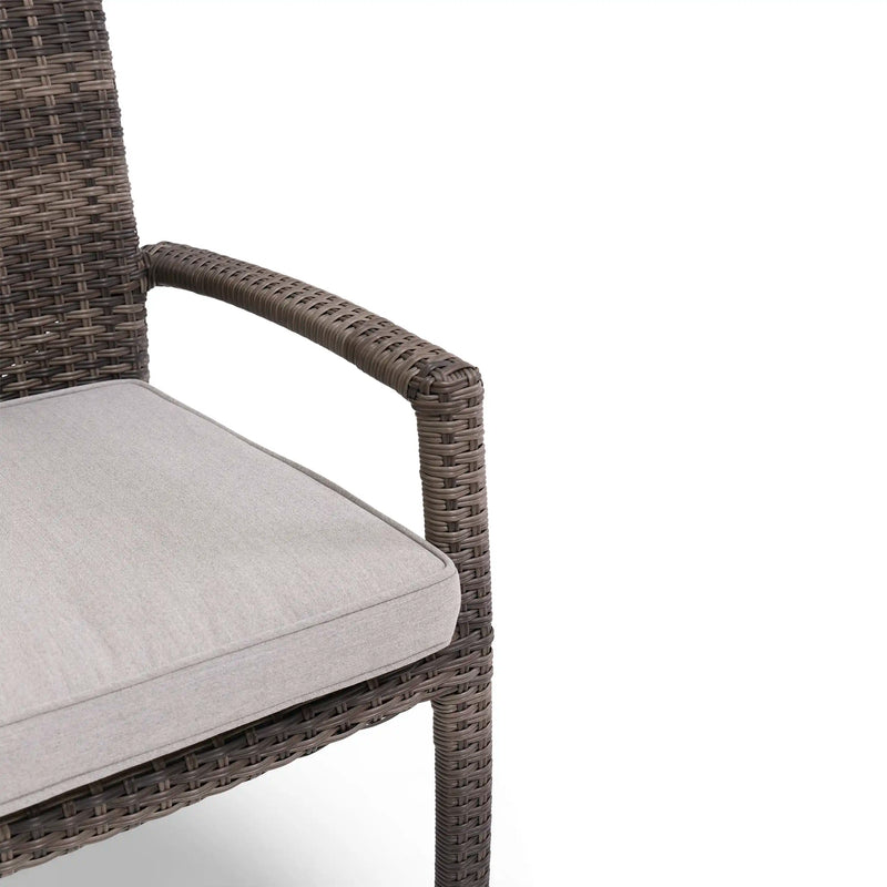 Woodridge Woven Stacking Arm Dining Chair With Canvas Steel Seat Pad - The Great Escape