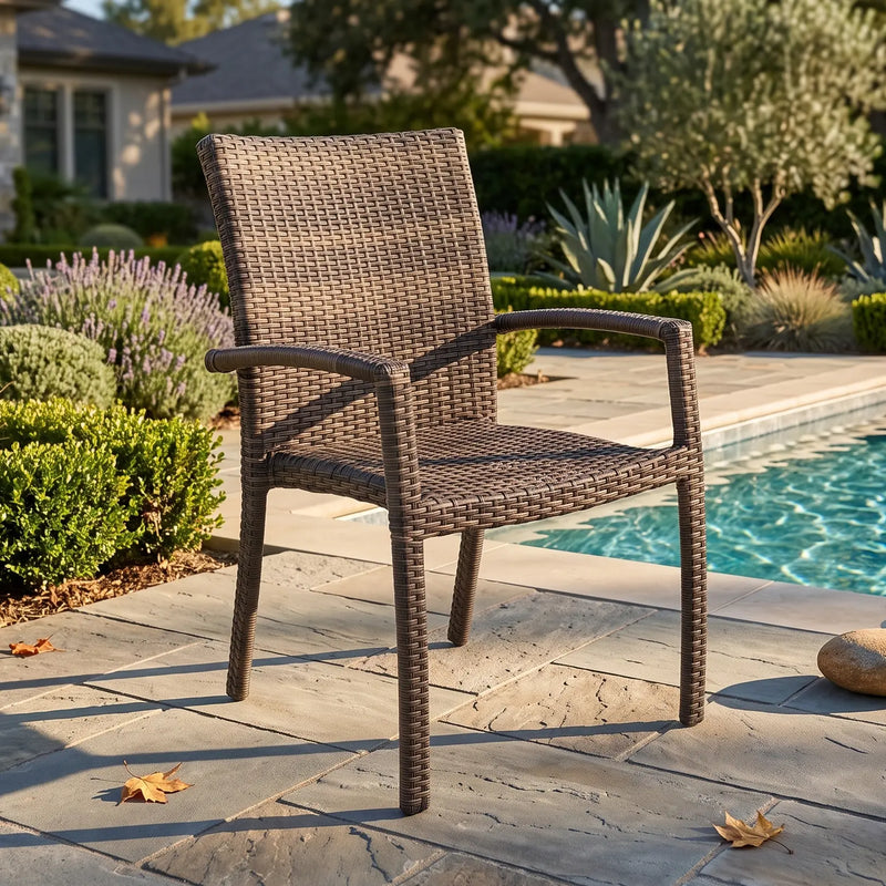Woodridge Woven Stacking Arm Dining Chair - The Great Escape