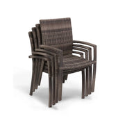 Woodridge Woven Stacking Arm Dining Chair With Canvas Steel Seat Pad - The Great Escape
