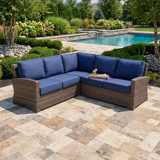 Woodridge 3 Piece Sectional Group Canvas Indigo - The Great Escape