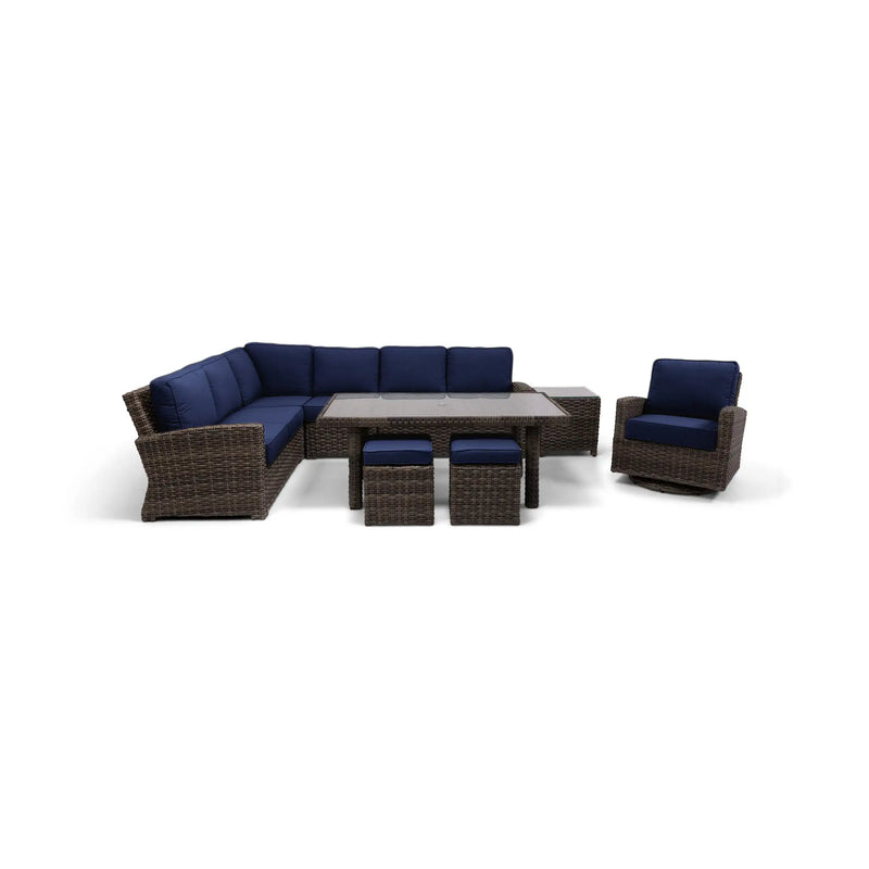 Woodridge 9 Piece Sectional Conversation/Chat Group Canvas Indigo - The Great Escape